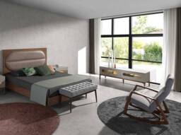 Angel Cerda Grey Fabric Rocking Chair with Walnut Veneer Legs - thumbnail 4