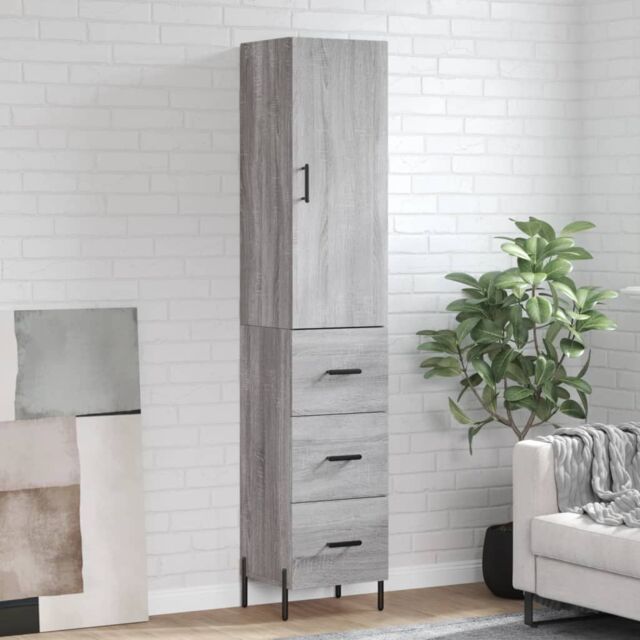 Berkfield Home Highboard Grey Sonoma 34.5x34x180 cm Engineered Wood - image 1
