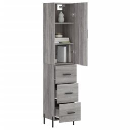 Berkfield Home Highboard Grey Sonoma 34.5x34x180 cm Engineered Wood - thumbnail 3