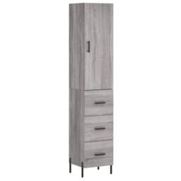 Berkfield Home Highboard Grey Sonoma 34.5x34x180 cm Engineered Wood - thumbnail 2