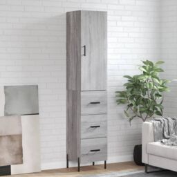 Berkfield Home Highboard Grey Sonoma 34.5x34x180 cm Engineered Wood - thumbnail 1