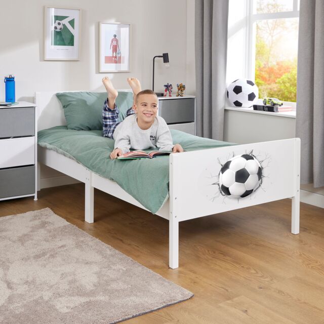 Liberty House Toys Kids White Single Bed - Football - image 1
