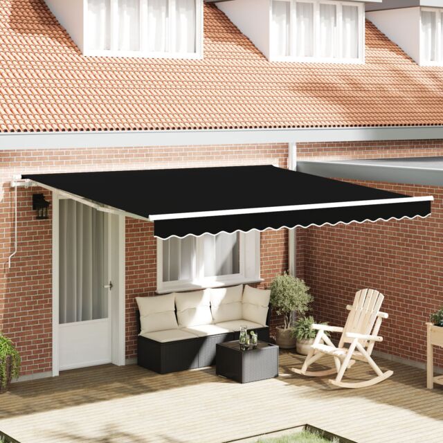 Berkfield Home Manual Retractable Awning Black 400x300 cm - image 1