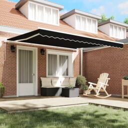 Berkfield Home Manual Retractable Awning Black 400x300 cm - thumbnail 3