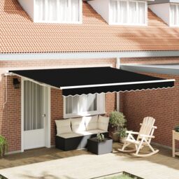Berkfield Home Manual Retractable Awning Black 400x300 cm - thumbnail 1