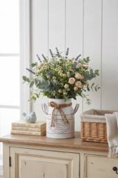 Living and Home Metal Retro Milk-Can Vase with Handles in White - thumbnail 3
