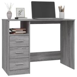 Berkfield Home Desk with Drawers Grey Sonoma 102x50x76 cm Engineered Wood - Size: 102 x 50 x 76 cm - thumbnail 4
