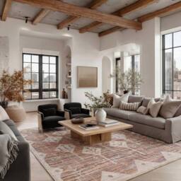 Kukoon Beige Terracotta Washable Jute Style Rustic Living Room Area Rug - Size: 200 cm x 290 cm