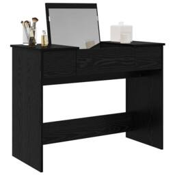Berkfield Home Modern Dressing Table with Mirror Black Oak 100x45x76 cm - Size: 100 x 45 x 76 cm