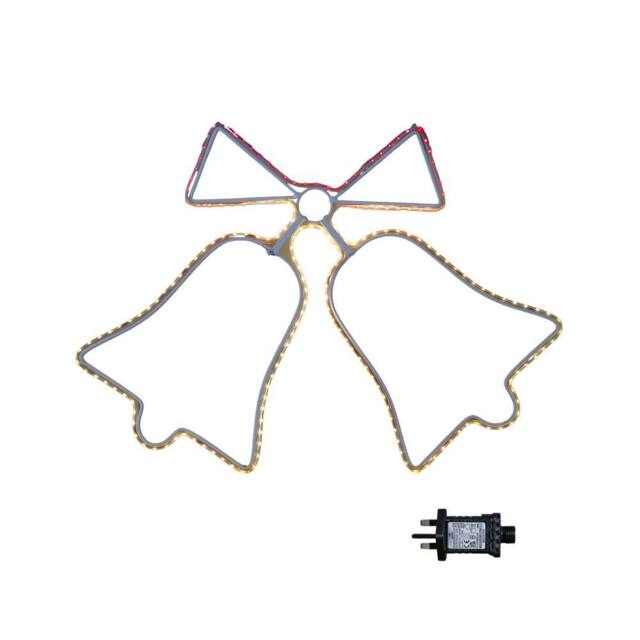 Samuel Alexander 43cm x 32cm Hanging Christmas Double Bell Silhouette with 196 LEDs in White - Size: 43 cm x 32 cm - image 1