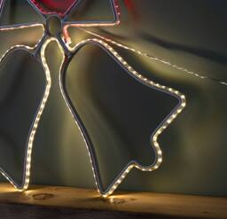 Samuel Alexander 43cm x 32cm Hanging Christmas Double Bell Silhouette with 196 LEDs in White - Size: 43 cm x 32 cm - thumbnail 6