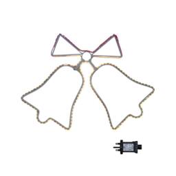 Samuel Alexander 43cm x 32cm Hanging Christmas Double Bell Silhouette with 196 LEDs in White - Size: 43 cm x 32 cm - thumbnail 1