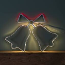 Samuel Alexander 43cm x 32cm Hanging Christmas Double Bell Silhouette with 196 LEDs in White - Size: 43 cm x 32 cm - thumbnail 2