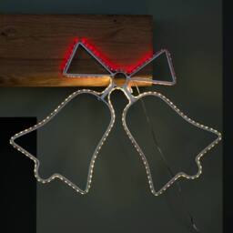 Samuel Alexander 43cm x 32cm Hanging Christmas Double Bell Silhouette with 196 LEDs in White - Size: 43 cm x 32 cm - thumbnail 5