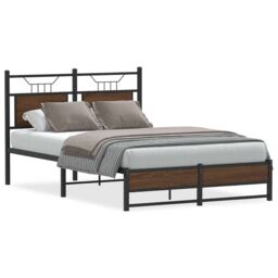 Berkfield Home Bed Frame without Mattress Brown Oak 120x190 cm Small Double Engineered Wood - thumbnail 2