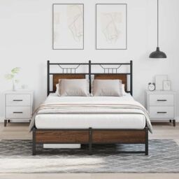 Berkfield Home Bed Frame without Mattress Brown Oak 120x190 cm Small Double Engineered Wood - thumbnail 5