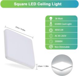 COMELY LED Ceiling Lights, 36 W Square Ultra Slim LED Panel Light, 6500K in White - thumbnail 5