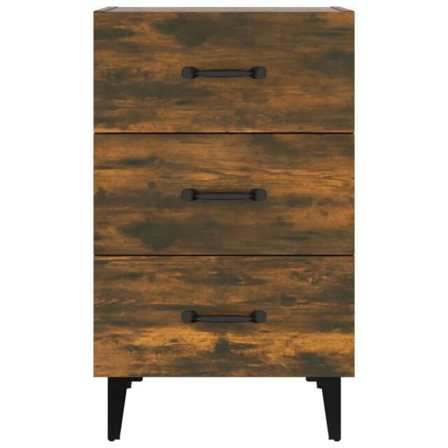 Berkfield Home Elegant Bedside Cabinet Smoked Oak 40x40x66 cm Engineered Wood in Brown - Size: 40 x 40 x 66 cm - image 1