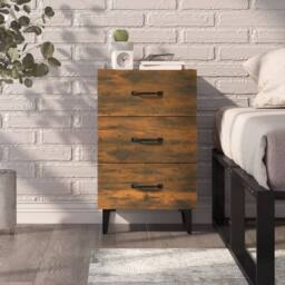 Berkfield Home Elegant Bedside Cabinet Smoked Oak 40x40x66 cm Engineered Wood in Brown - Size: 40 x 40 x 66 cm - thumbnail 7