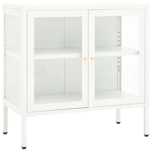 Berkfield Home Sideboard White 70x35x70 cm Steel & Glass - Size: 70 x 35 x 70 cm
