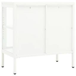 Berkfield Home Sideboard White 70x35x70 cm Steel & Glass - Size: 70 x 35 x 70 cm - thumbnail 5
