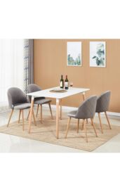 Life Interiors 'Lucia Halo' Dining Set with a Table & Chairs Set of 4 in Grey - thumbnail 1