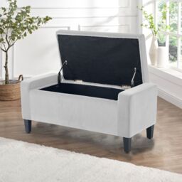 Home Republic Luna Velvet Ottoman Bench with Storage in Silver - Size: Medium - thumbnail 2