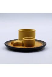 KDMD Palo Santo & Smudge Holder - Mandala Design, Sand & Grey Ceramic in Yellow - thumbnail 4