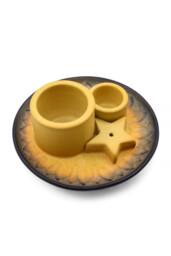 KDMD Palo Santo & Smudge Holder - Mandala Design, Sand & Grey Ceramic in Yellow