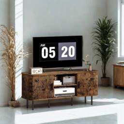 FURNOS Industrial TV Stand Unit With Storage Cabinets Rustic in Brown - thumbnail 1