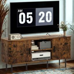 FURNOS Industrial TV Stand Unit With Storage Cabinets Rustic in Brown - thumbnail 6