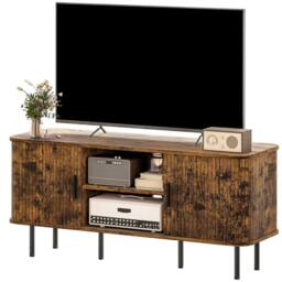 FURNOS Industrial TV Stand Unit With Storage Cabinets Rustic in Brown - thumbnail 7
