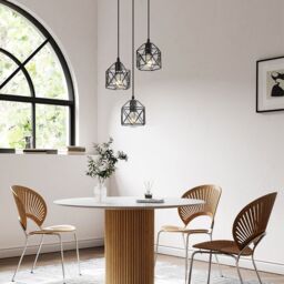 COMELY E27 Simple Chandelier, Creative Three Heads Iron Diamond Chandelier in Black - thumbnail 2