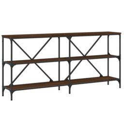 Berkfield Home Console Table Brown Oak 160x30x75 cm Engineered Wood & Iron - Size: 160 x 30 x 75 cm - thumbnail 2