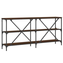 Berkfield Home Console Table Brown Oak 160x30x75 cm Engineered Wood & Iron - Size: 160 x 30 x 75 cm - thumbnail 6