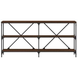 Berkfield Home Console Table Brown Oak 160x30x75 cm Engineered Wood & Iron - Size: 160 x 30 x 75 cm - thumbnail 4