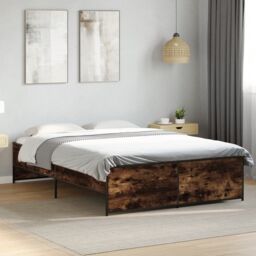 Berkfield Home Bed Frame without Mattress Smoked Oak 120x200 cm in Brown - Size: Small Double - thumbnail 1