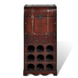 Berkfield Home Wooden Wine Rack for 9 Bottles with Storage in Red