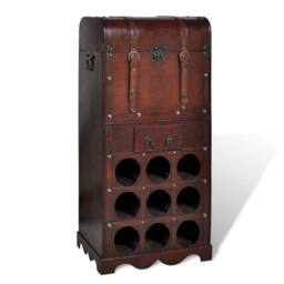 Berkfield Home Wooden Wine Rack for 9 Bottles with Storage in Red - thumbnail 2