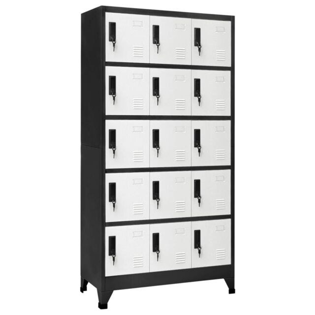 Berkfield Home Locker Cabinet Anthracite & White 90x40x180 cm Steel in Black - Size: 90 x 40 x 180 cm - image 1