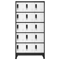 Berkfield Home Locker Cabinet Anthracite & White 90x40x180 cm Steel in Black - Size: 90 x 40 x 180 cm - thumbnail 2