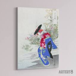 "Artery8 The Fox Spirit Geisha Dance Canvas Wall Art Print Ogata Gekko - Size: W18"" x H24""" - thumbnail 2