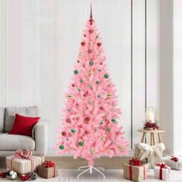Berkfield Home Christmas Tree with 300 LEDs with Stand Pink 240 cm PVC