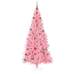Berkfield Home Christmas Tree with 300 LEDs with Stand Pink 240 cm PVC - thumbnail 6