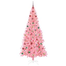 Berkfield Home Christmas Tree with 300 LEDs with Stand Pink 240 cm PVC - thumbnail 3