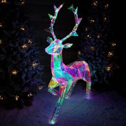 Samuel Alexander 1.4m Light up Standing Iridescent Dreamlights Christmas Stag with 600 White LEDs - thumbnail 3