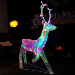 Samuel Alexander 1.4m Light up Standing Iridescent Dreamlights Christmas Stag with 600 White LEDs - thumbnail 4