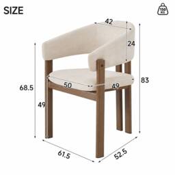 Rolipo Set of 6 Beige Linen Dining Chairs with Walnut Effect Metal Legs - thumbnail 5