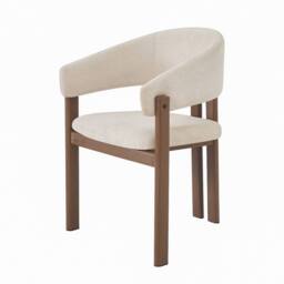 Rolipo Set of 6 Beige Linen Dining Chairs with Walnut Effect Metal Legs - thumbnail 7