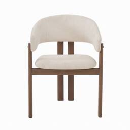 Rolipo Set of 6 Beige Linen Dining Chairs with Walnut Effect Metal Legs - thumbnail 8
